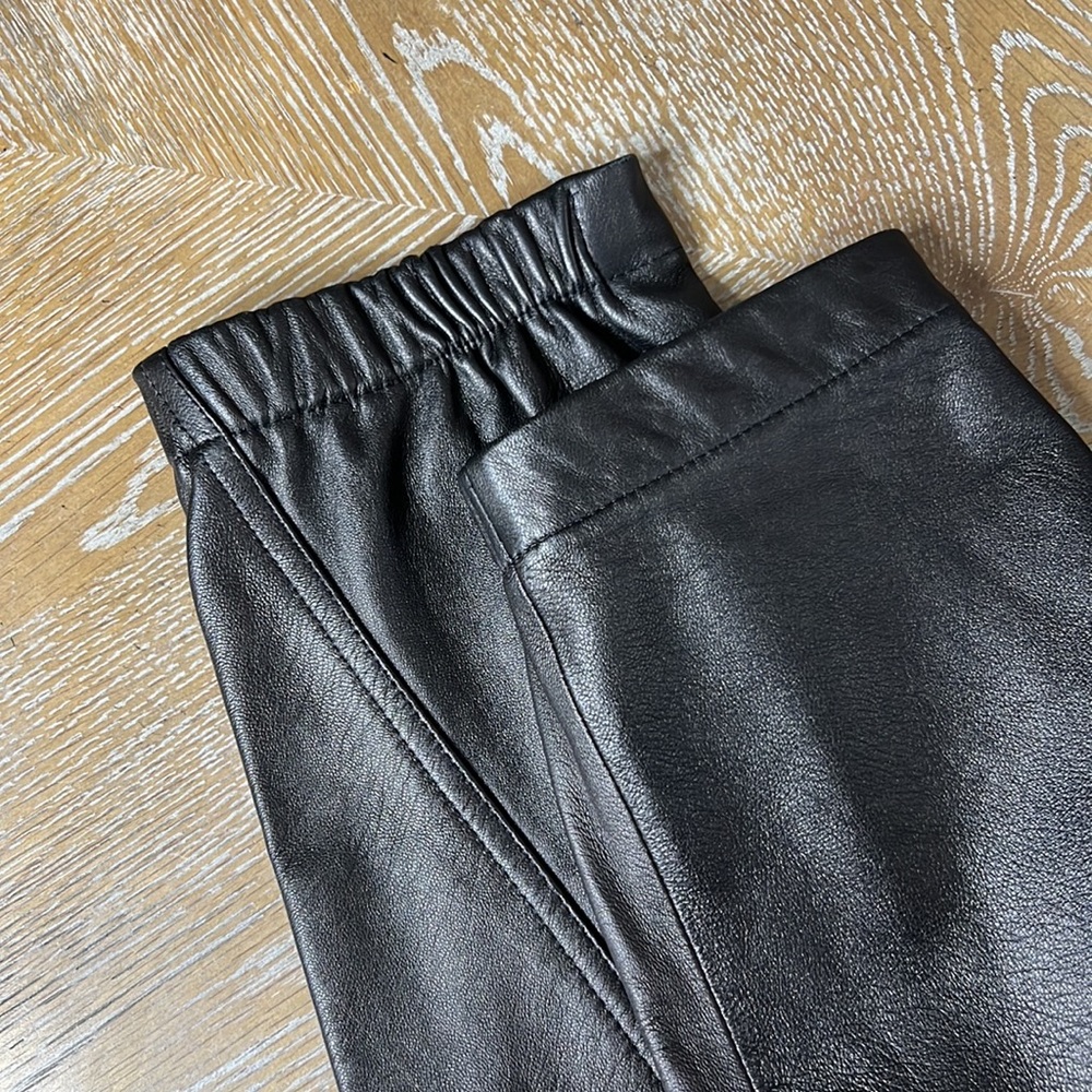 VINCE Black Leather Relaxed Elastic Waist Jogging Pants S - Picture 16 of 16